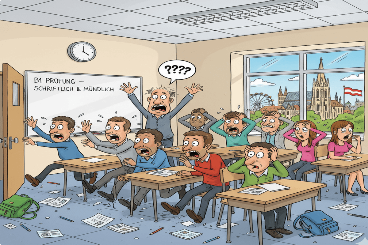 Miserable Crimes at the Austrian Integration Fund B1 Exam – 9 Men Escape in Vienna